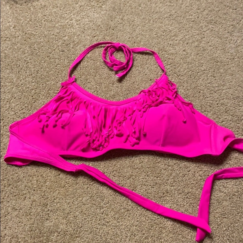 Pink Fringe Bikini Top